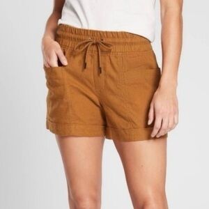 Athleta Cabo 100% Linen 4" Short Pull On Toasted Ochre Size 4 Drawstring